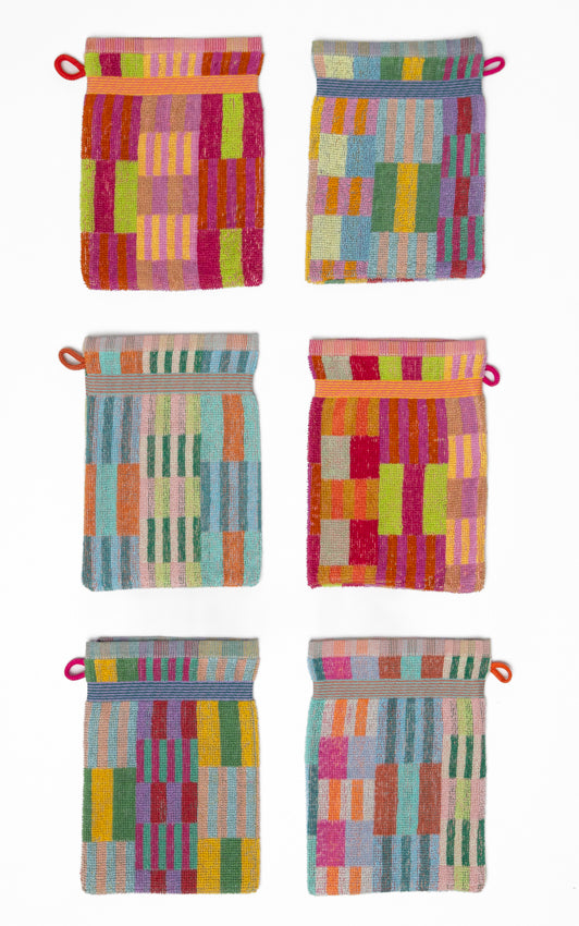 Wash Glove Set Trio / Wash Mitts #99 Tulip Quilt (3)