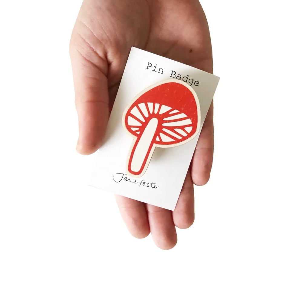 Mushroom Brooch - Red