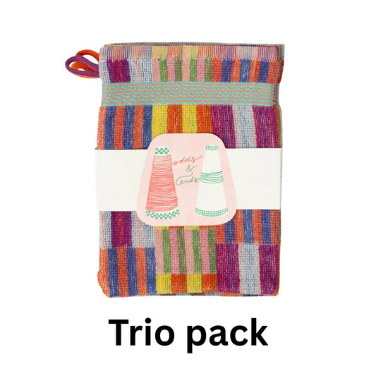 Wash Glove Set Trio / Wash Mitts #99 Tulip Quilt (3)