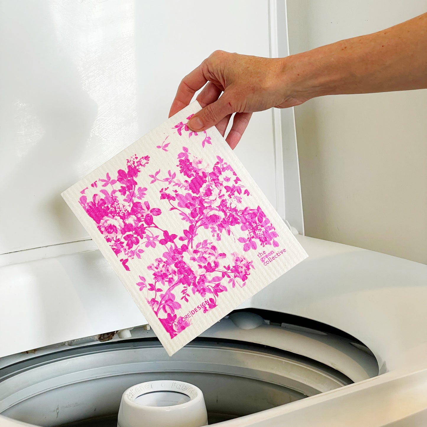 Swedish Dishcloth SPRUCE - Pink Flowers