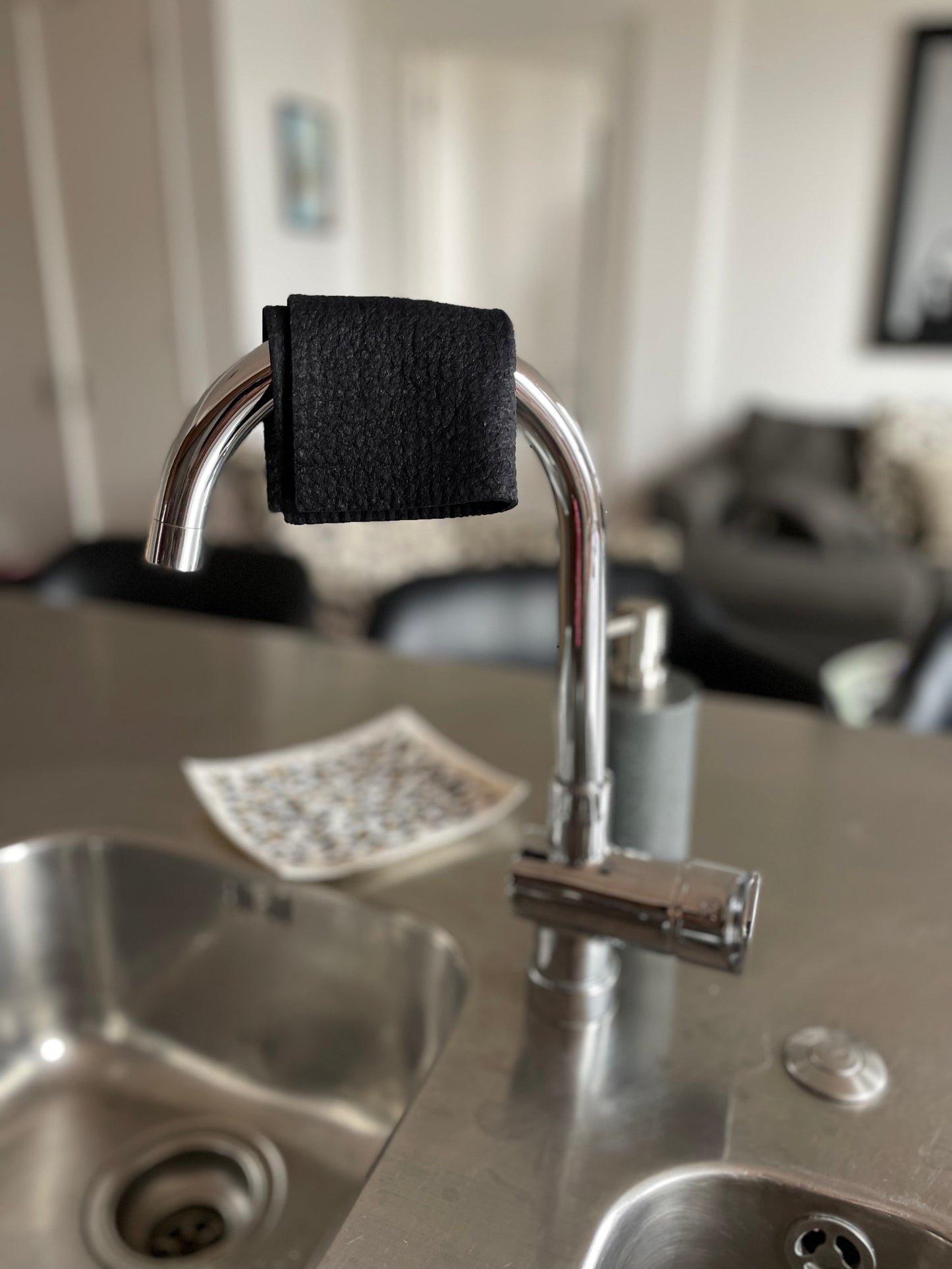 Black Solid Colour Dishcloths - Set of 2