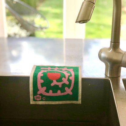 Swedish Dishcloth SPRUCE - Flower Heart by Claire Ritchie