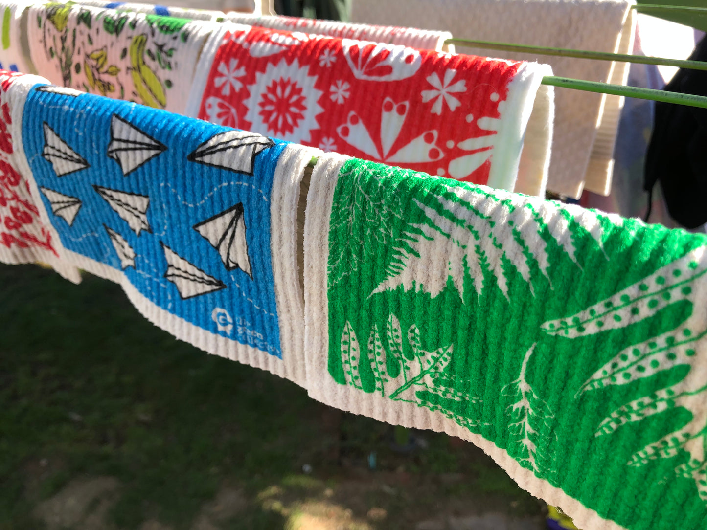 Swedish Dishcloth SPRUCE - Red Flower