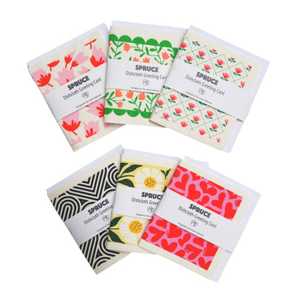 SPRUCE Greeting Card Dishcloth SET of 6