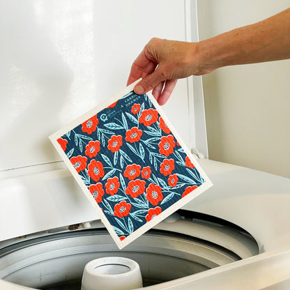 Swedish Dishcloth SPRUCE - Blooming. Design by Fabric Drawer