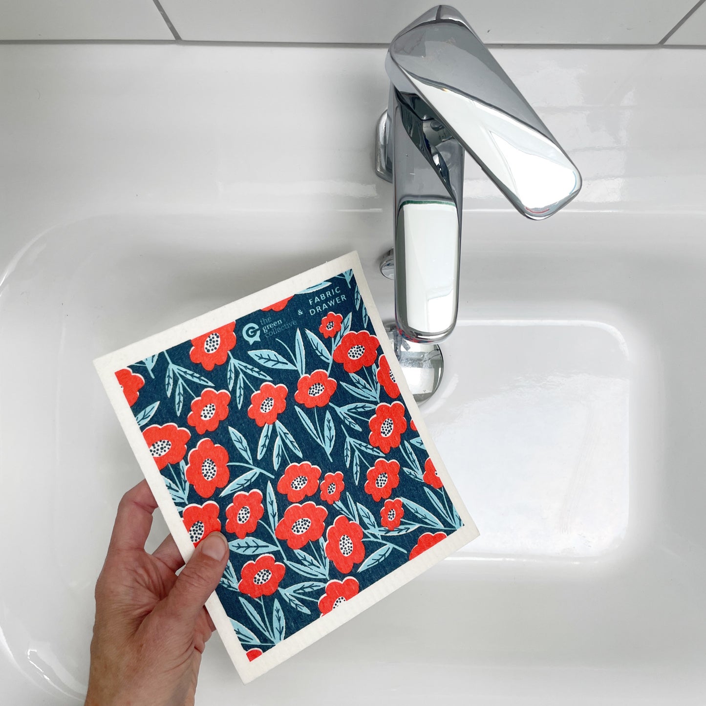 Swedish Dishcloth SPRUCE - Blooming. Design by Fabric Drawer