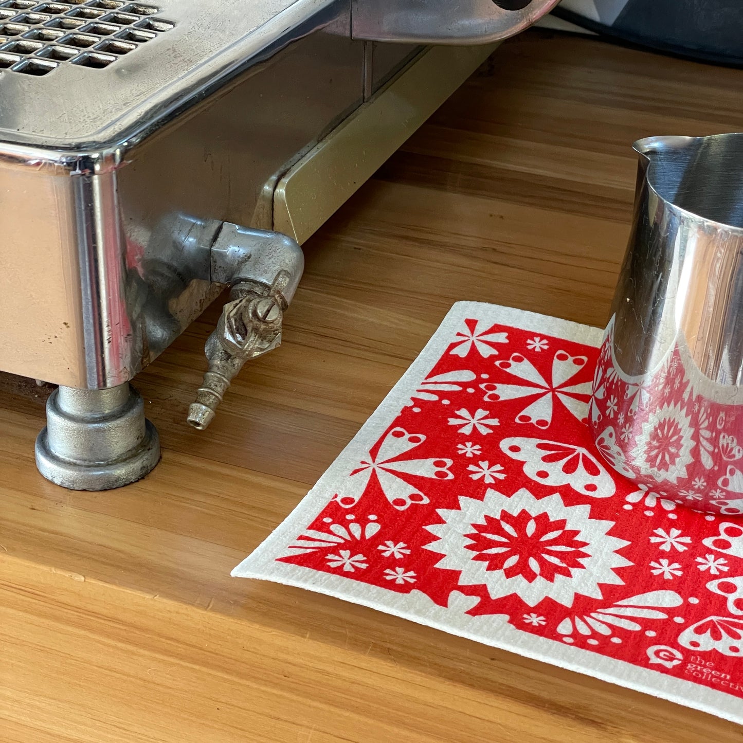 Swedish Dishcloth SPRUCE - Red Flower