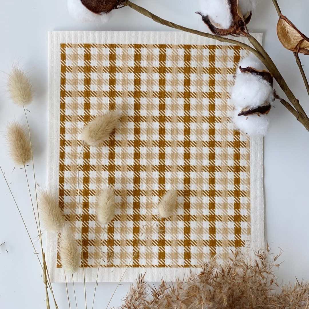 Swedish Dishcloth SPRUCE - Golden Plaid