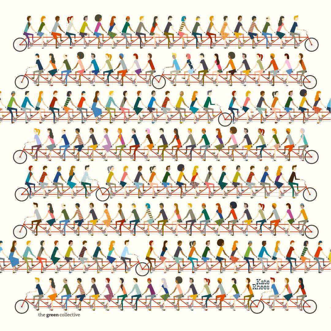 HANK - 8. TANDEM BIKES by Kate Rhees | Organic Cotton Handkerchief