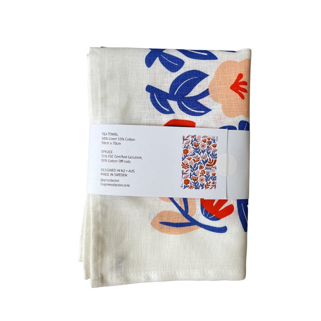 Weaving Flowers SET (Tea towel + Dishcloth)