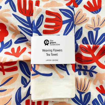 Weaving Flower Tea Towel by The Green Collective (50% Linen)
