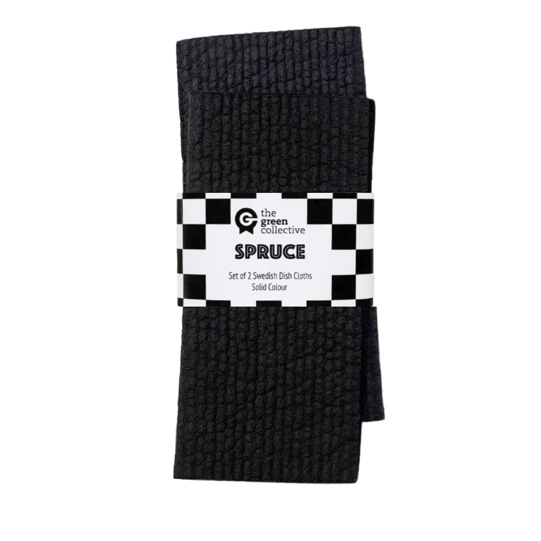 Black Solid Colour Dishcloths - Set of 2