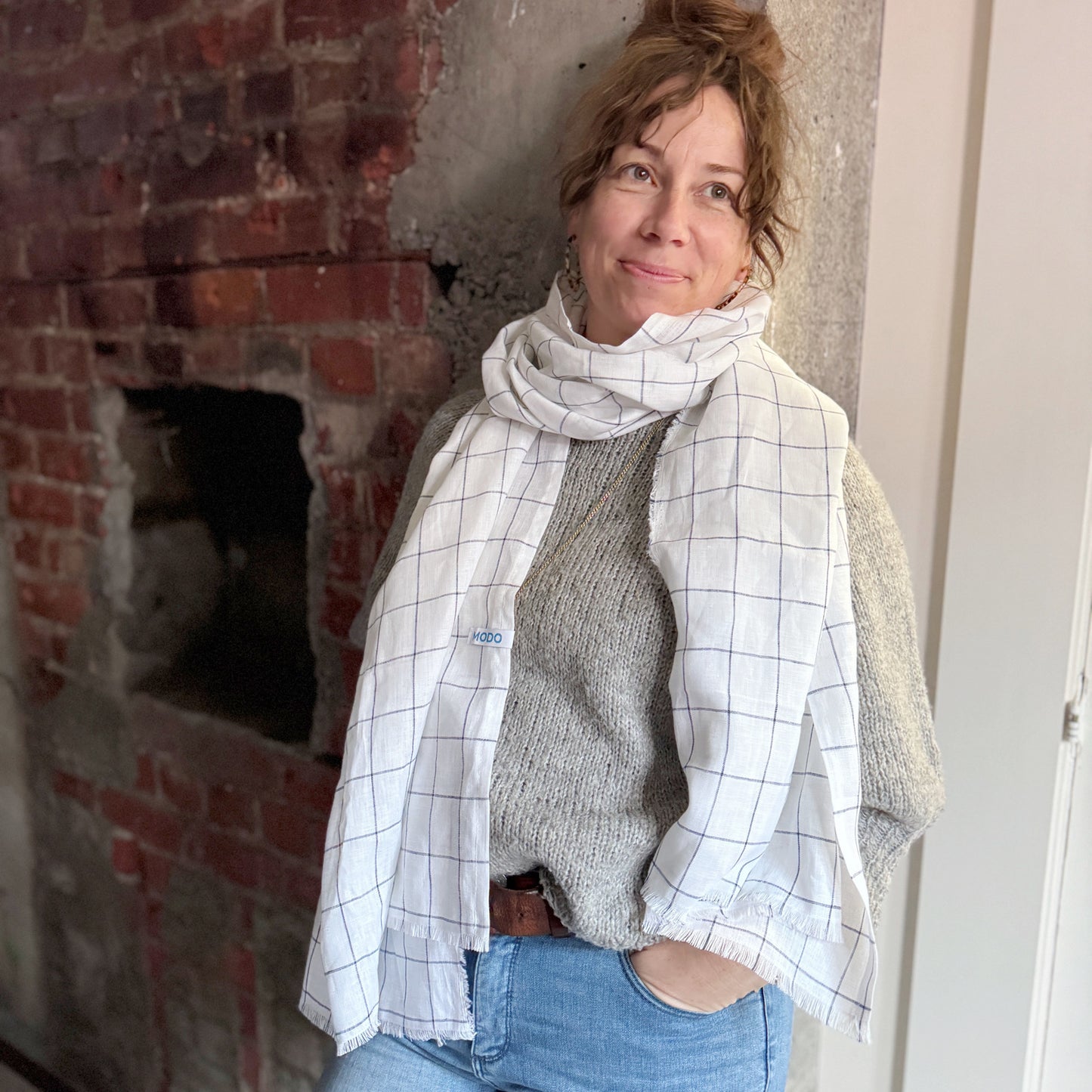 Windowpane Organic Linen Scarf / Sarong Accessory | 100% Linen | FREE Shipping