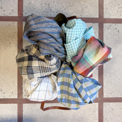 Windowpane Organic Linen Scarf / Sarong Accessory | 100% Linen | FREE Shipping
