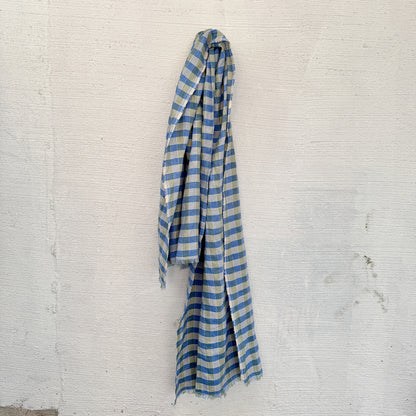 Gingham Organic Linen Scarf / Sarong Accessory | 100% Linen | FREE Shipping
