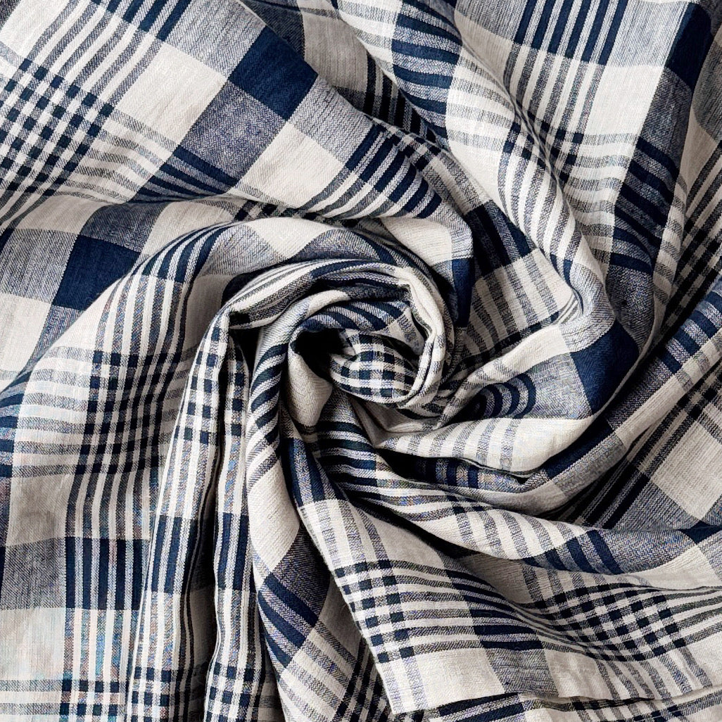 Plaid Organic Linen Scarf / Sarong Accessory | 100% Linen | FREE Shipping