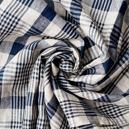 Plaid Organic Linen Scarf / Sarong Accessory | 100% Linen | FREE Shipping