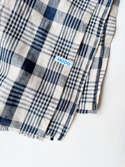 Plaid Organic Linen Scarf / Sarong Accessory | 100% Linen | FREE Shipping