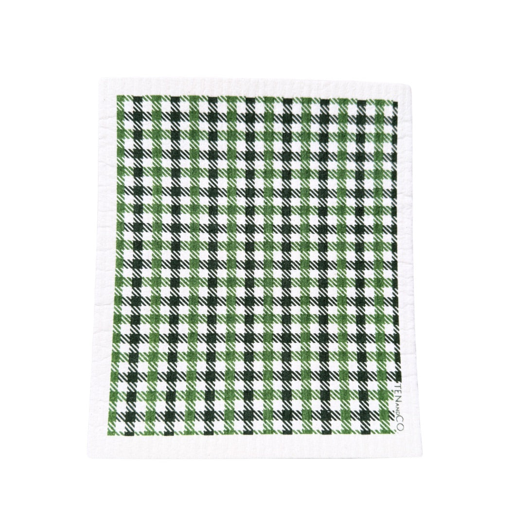 Swedish Dishcloth SPRUCE - Moss Plaid