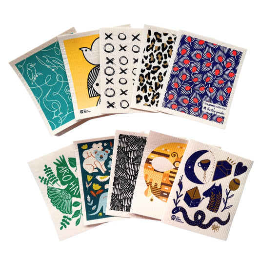 SPRUCE Swedish Dishcloth SET - Animals (10 cloths)