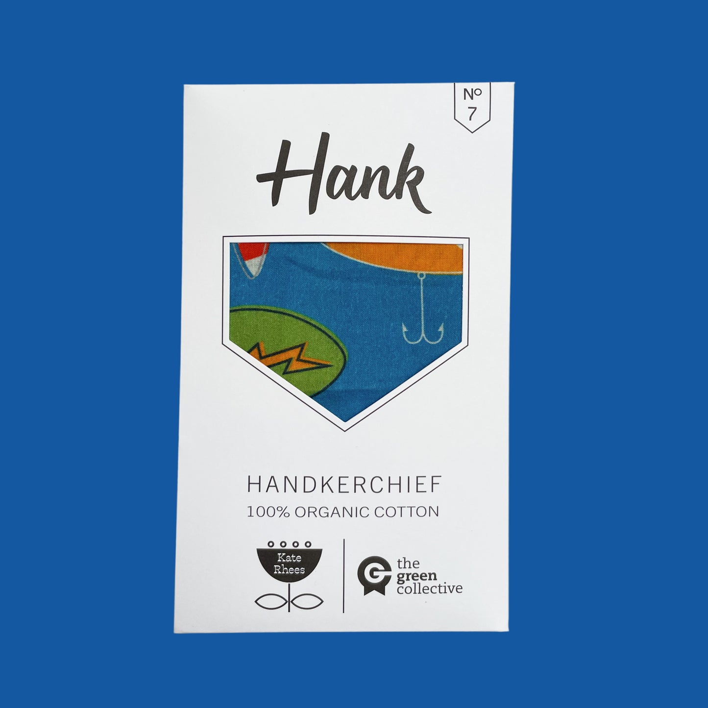 HANK - 7. VINTAGE LURES by Kate Rhees | Organic Cotton Handkerchief