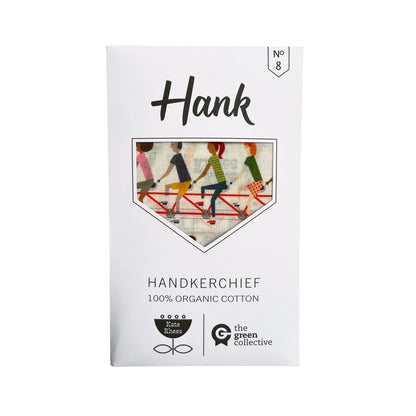 HANK - 8. TANDEM BIKES by Kate Rhees | Organic Cotton Handkerchief
