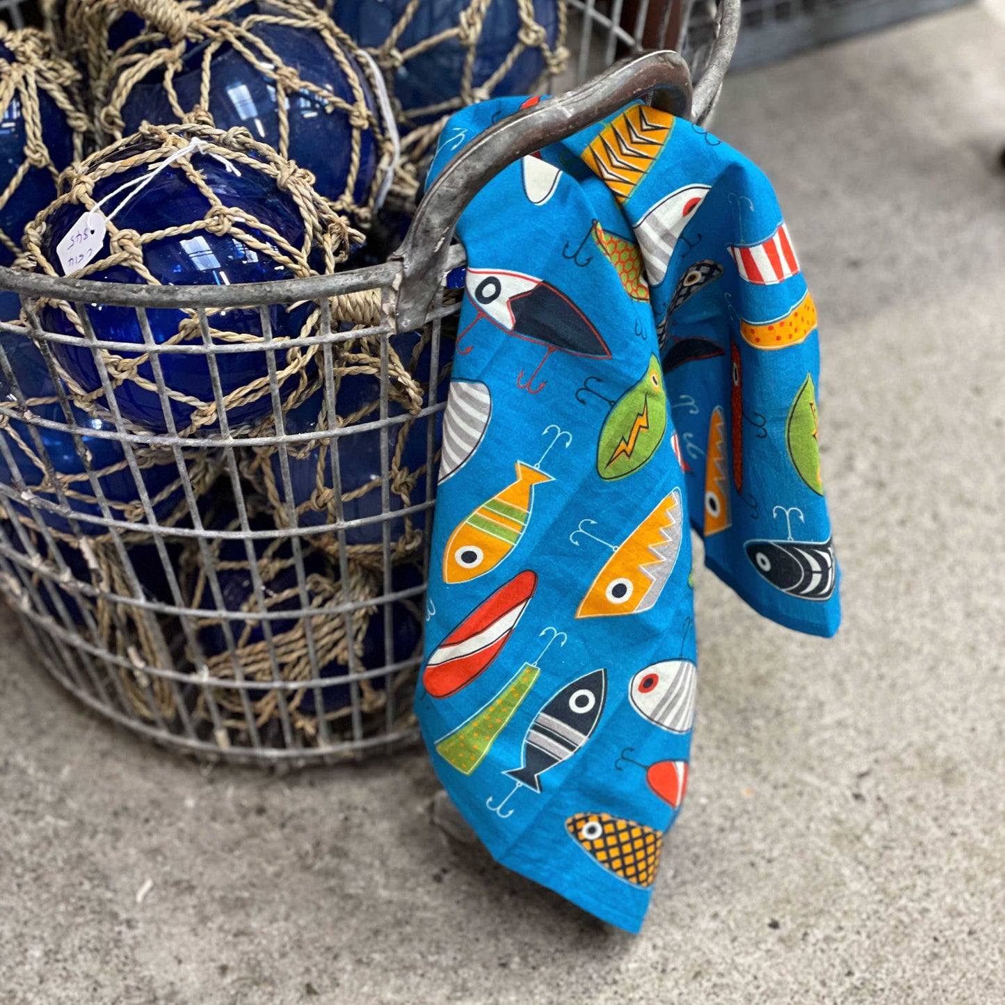 HANK - 7. VINTAGE LURES by Kate Rhees | Organic Cotton Handkerchief