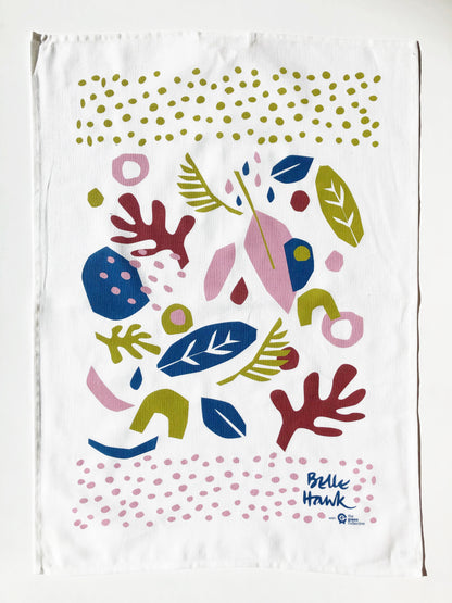 Spring SET (50% Linen Tea towel + SPRUCE Dishcloth) by Belle Hawk