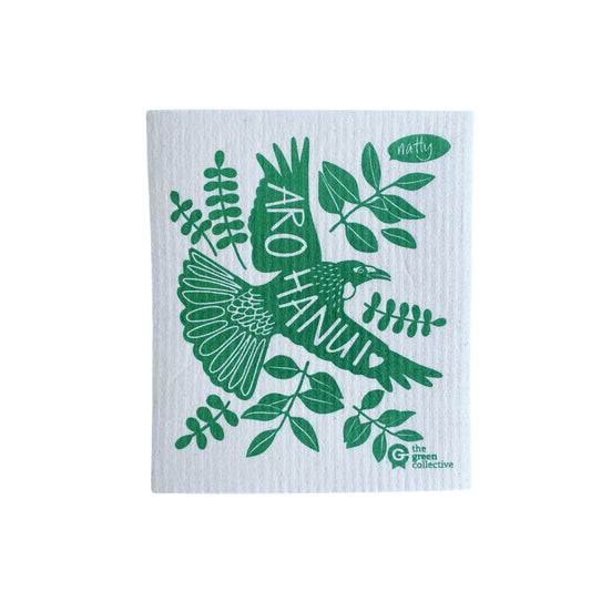 Swedish Dishcloth SPRUCE Arohanui in EMERALD GREEN. Design by Natty