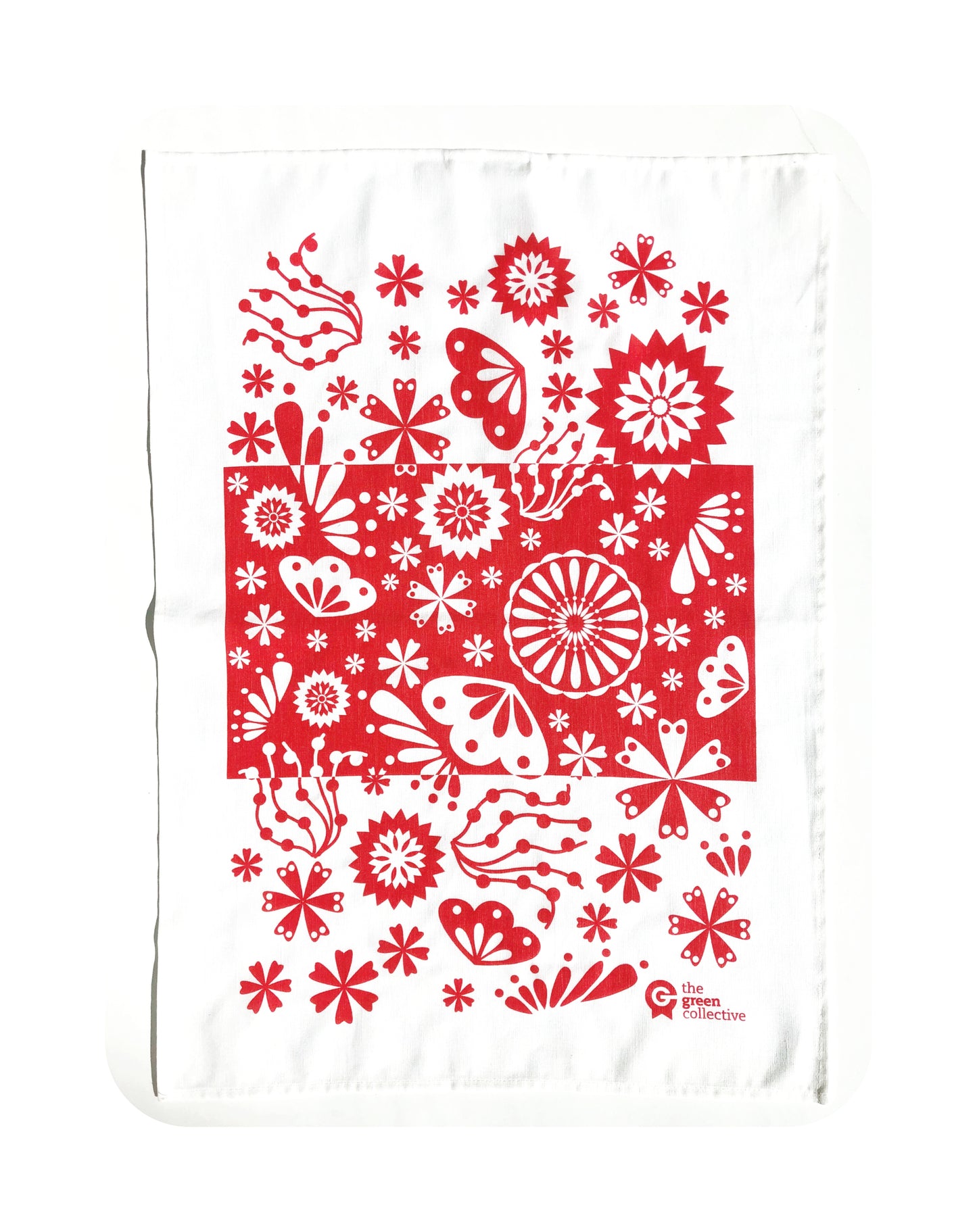 Red Flower Tea Towel by The Green Collective (50% Linen)