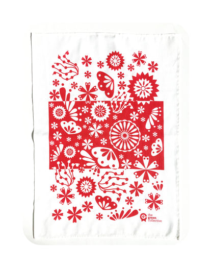Red Flower Tea Towel by The Green Collective (50% Linen)