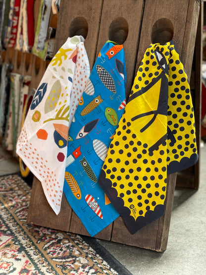 HANK - 7. VINTAGE LURES by Kate Rhees | Organic Cotton Handkerchief