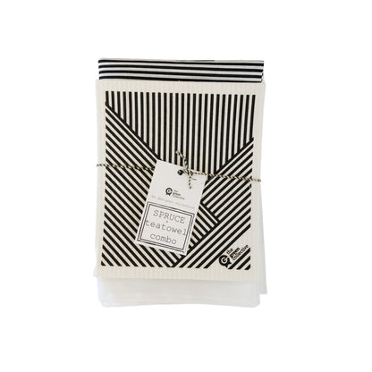 Stripes SET (50% Linen Teatowel + SPRUCE Dishcloth)