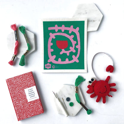 Swedish Dishcloth SPRUCE - Flower Heart by Claire Ritchie
